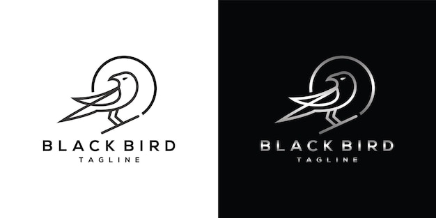 Black Raven line art logo