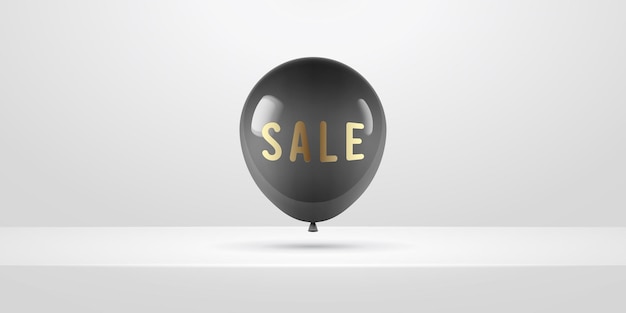 Black realistic balloon. Posters or flyers design.  illustration