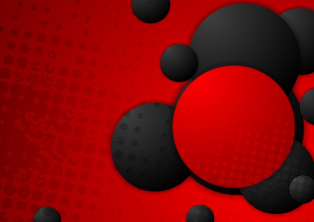 Black and red circles grunge background Vector graphic design