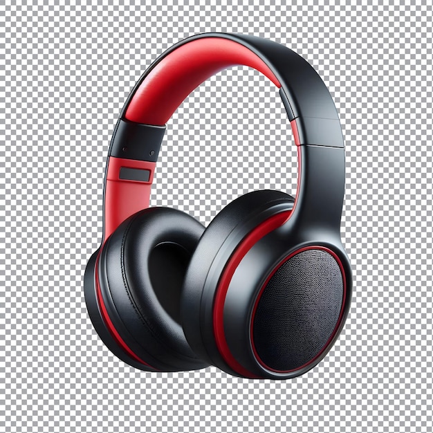 Vector black and red headphone side view isolated on transparent background