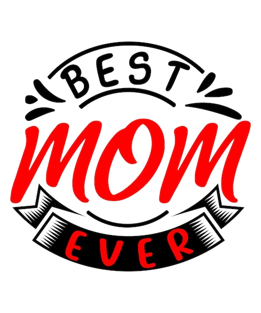 A black and red logo for best mom ever.