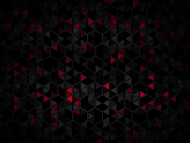 Black and red technology polygonal background. Vector illustration.