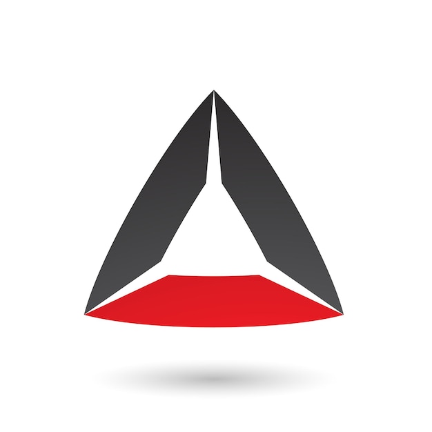 Black and Red Triangle with Bowed Edges Vector Illustration