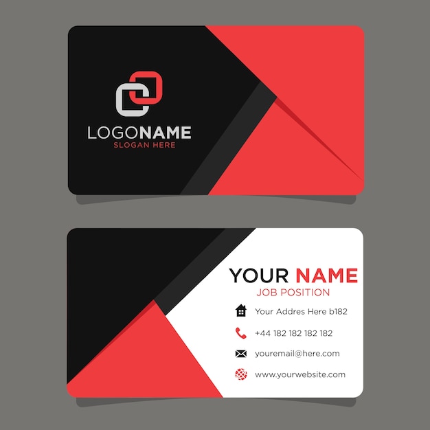 black red white business card