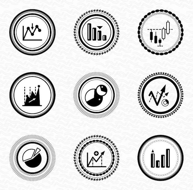 Black retro labels and badges business statistic