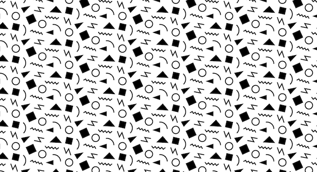 black Retro Memphis Style Seamless Pattern