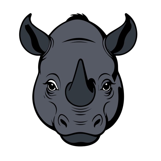 Vector a black rhinoceros head