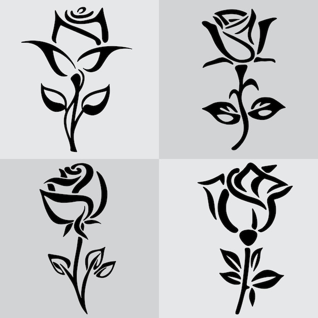 black rose flower tattoo logo