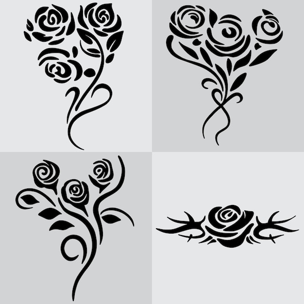 black rose flower tattoo logo