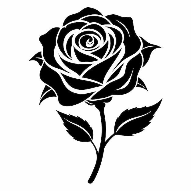 a black rose vector on white background rose vector black rose with black leaf