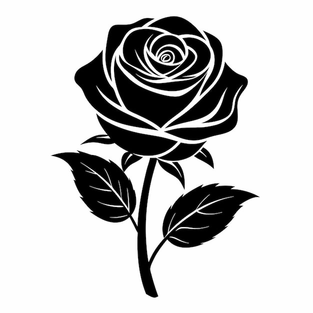 a black rose vector on white background rose vector black rose with a black leaf