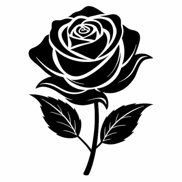 a black rose vector on white background rose vector black rose with a leaf