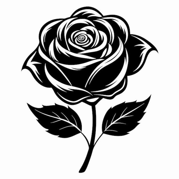 a black rose with a white background