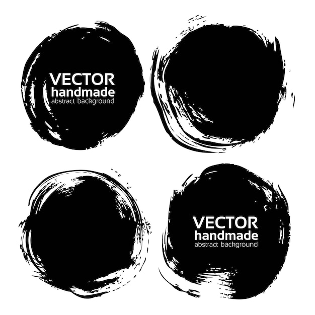 Black round abstract backgrounds smears vector objects isolated on a white background