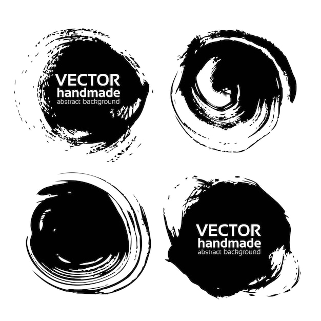 Black round abstract smears vector objects 1 isolated on a white background