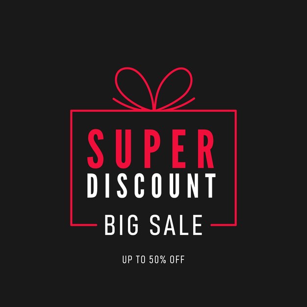 Vector black sale banner with discount promotion tag