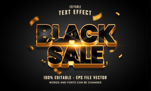 Black Sale bold editable text effect suitable for promotion product Premium Vector