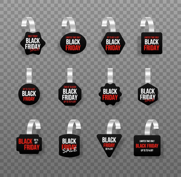 Black sales tags wobblers with text Vector discount sticker special offer