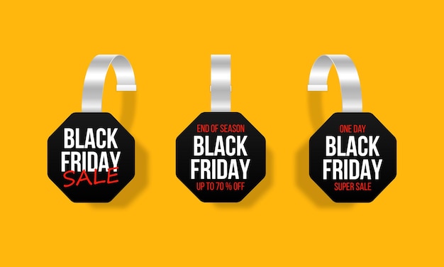 Black sales tags wobblers with text Vector discount sticker special offer