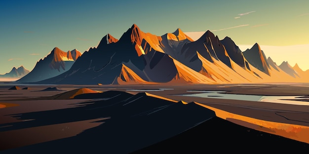 Vector black sand dunes on the stokksnes headland on southeastern icelandic coast with vestrahorn batman