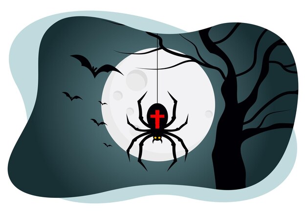 Vector black scary spider