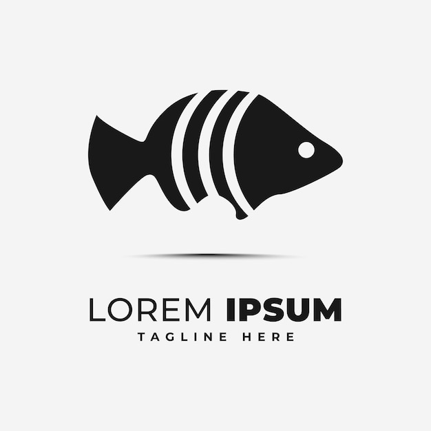 Black sea fish animal symbol food logo vector and icon concept on white background