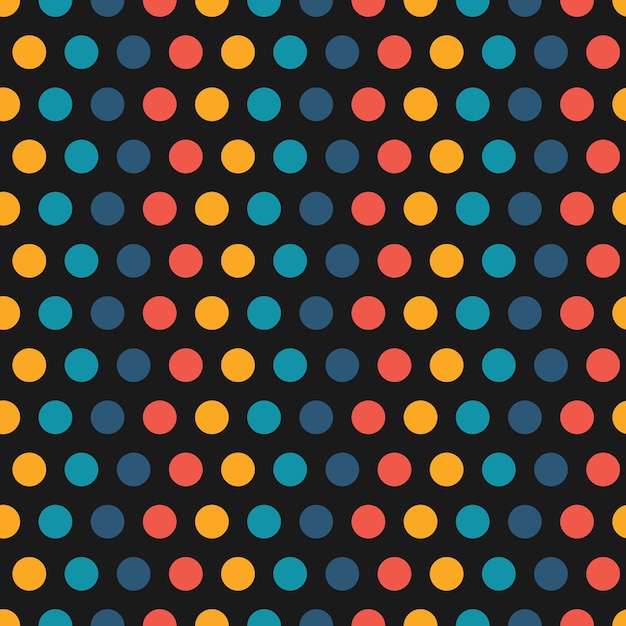 Black seamless pattern with colorful dots