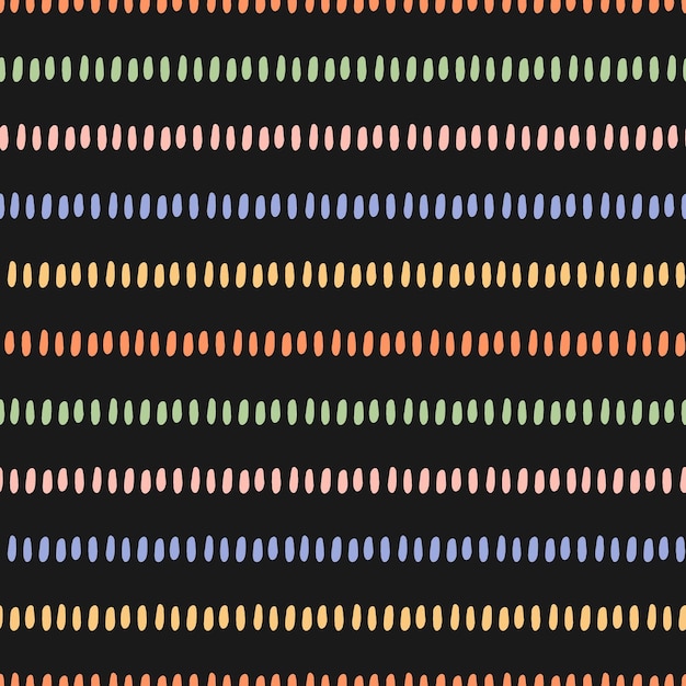 Black seamless pattern with colorful lines