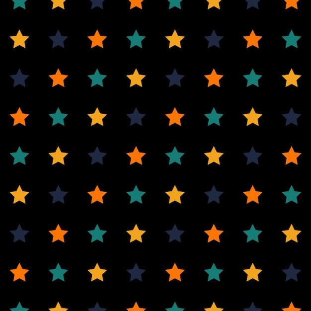 Black seamless pattern with colorful stars