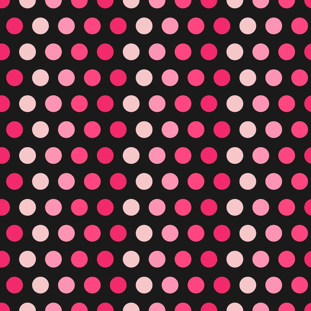 Black seamless pattern with pink dots