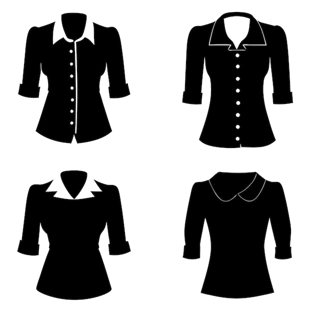 Vector a black set blouse jacket vector silhouette illustration