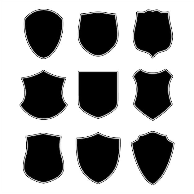 Black shield retro design vector illustration collection isolated on white background