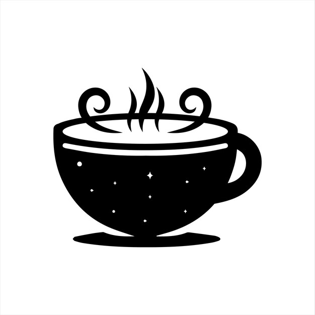 black shilloutte tea cup design with white background