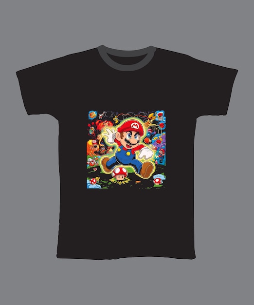 a black shirt with a character on it