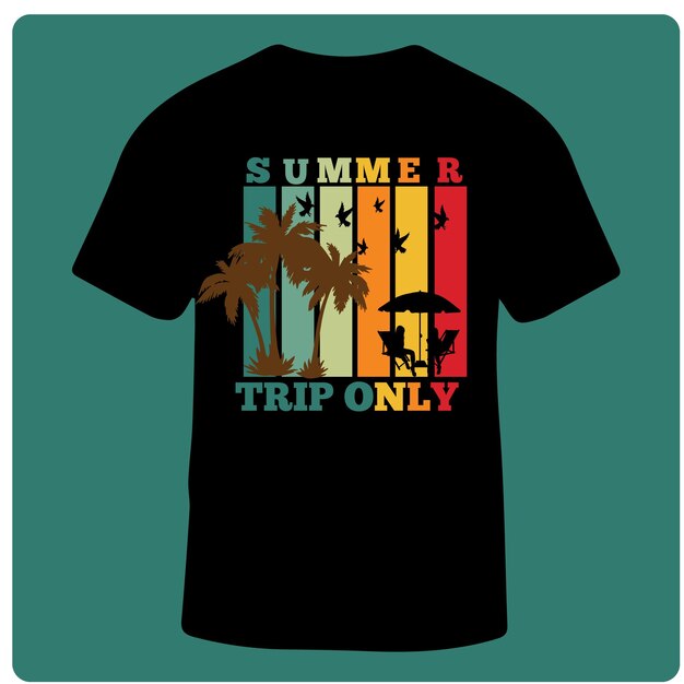 Vector a black shirt with a colorful design that summer trip only