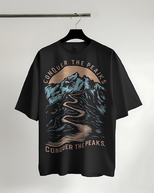 a black shirt with a quote from the peak of the peak