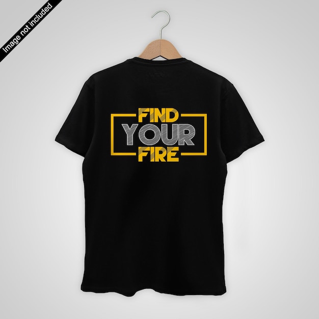 a black shirt with a white background that says find your fire