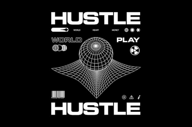 A black shirt with the words hustle on it