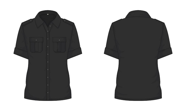 Black short sleeve outdoor shirt mockup front and back view