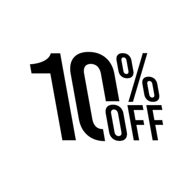 A black sign that says 10 % off on it.