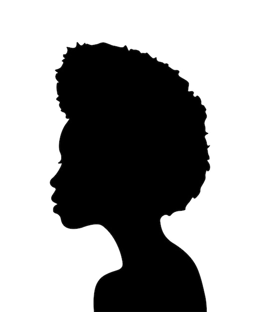 black silhouette of african female beauty with curly hairstyle vector