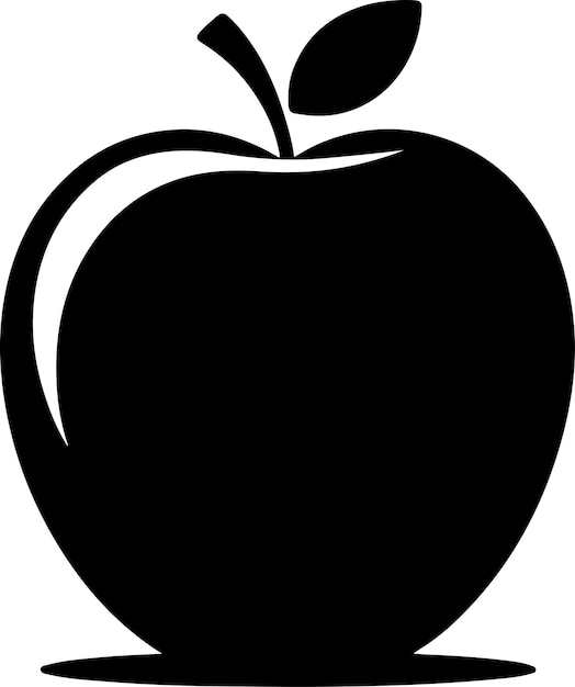 Black silhouette of a Apple with thick outline side view isolated