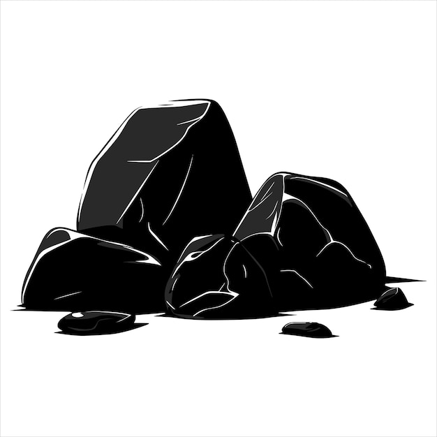 Vector a black silhouette boulders on a white background