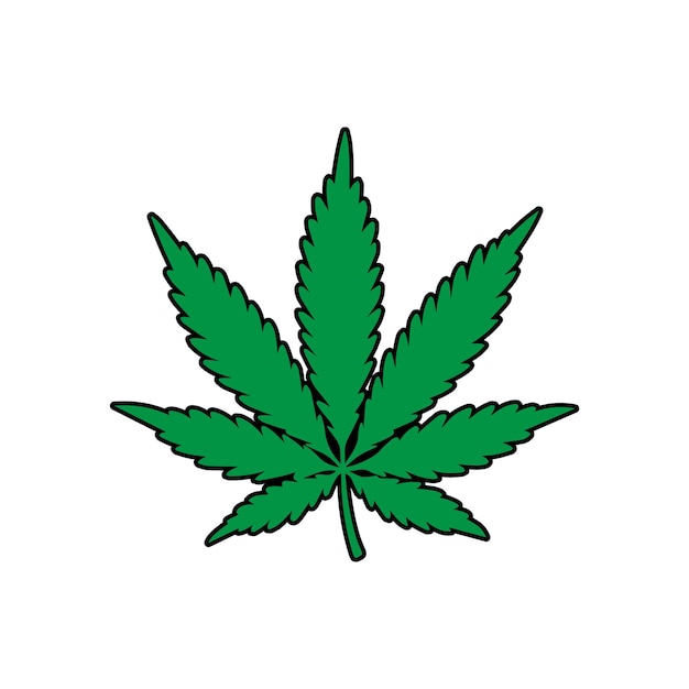 A black silhouette of a cannabis leaf with seven pointed