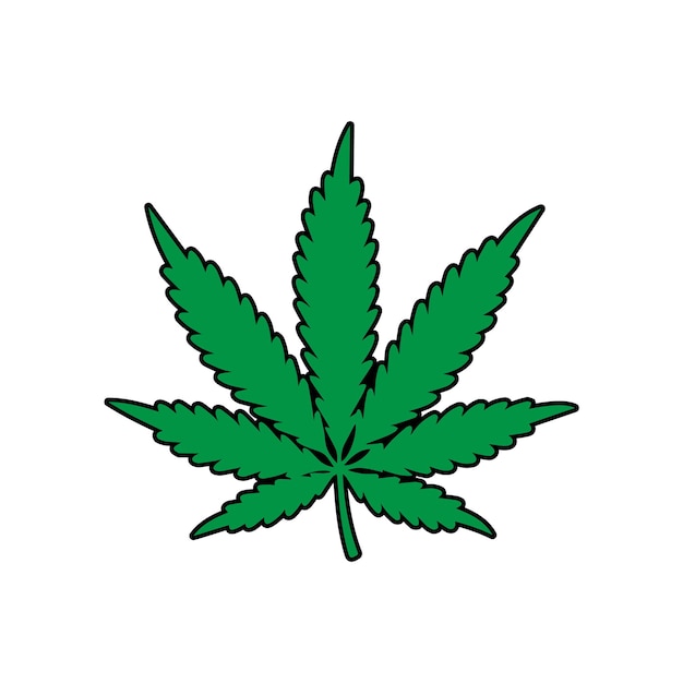 A black silhouette of a cannabis leaf with seven pointed