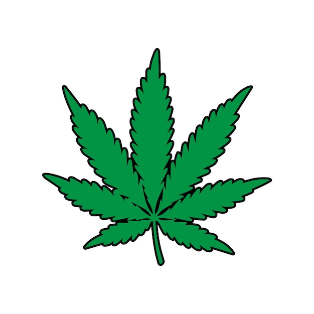 A black silhouette of a cannabis leaf with seven pointed