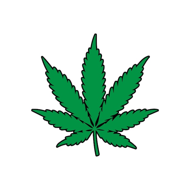 A black silhouette of a cannabis leaf with seven pointed