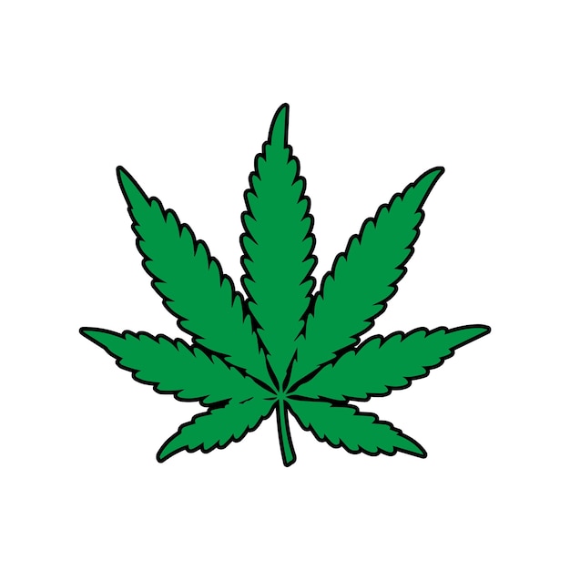 A black silhouette of a cannabis leaf with seven pointed