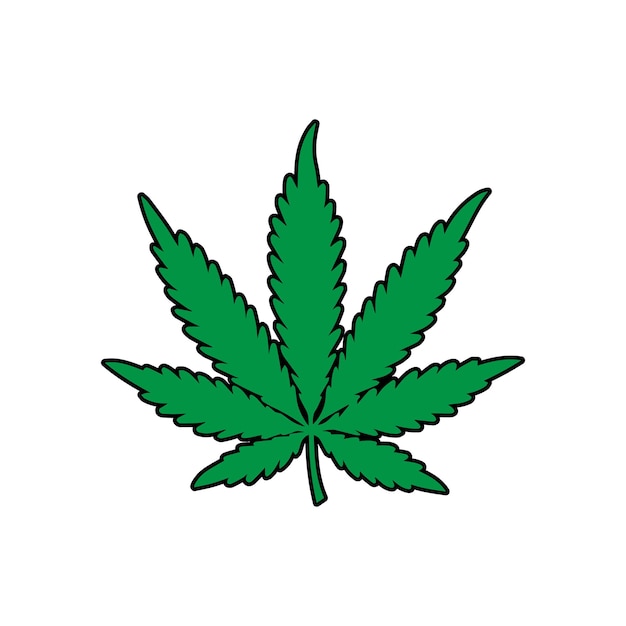 A black silhouette of a cannabis leaf with seven pointed