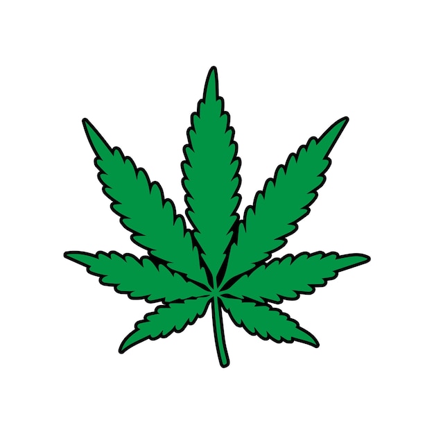 A black silhouette of a cannabis leaf with seven pointed